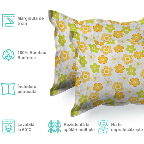 Set de 2 fete de perna 50x70cm din Bumbac Ranforce cu marginuta, cod culoare 8