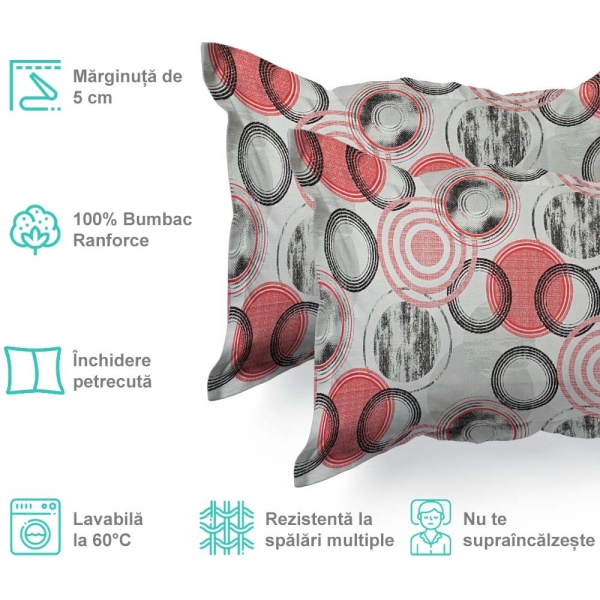 Set de 2 fete de perna 70x70cm din Bumbac Ranforce cu marginuta, cod culoare 64-A