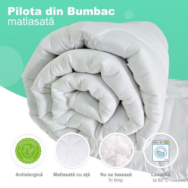 Pilota matlasata Pernador de iarna, Bumbac 400g/mp, lavabila la 60°C, 140cm x 200cm