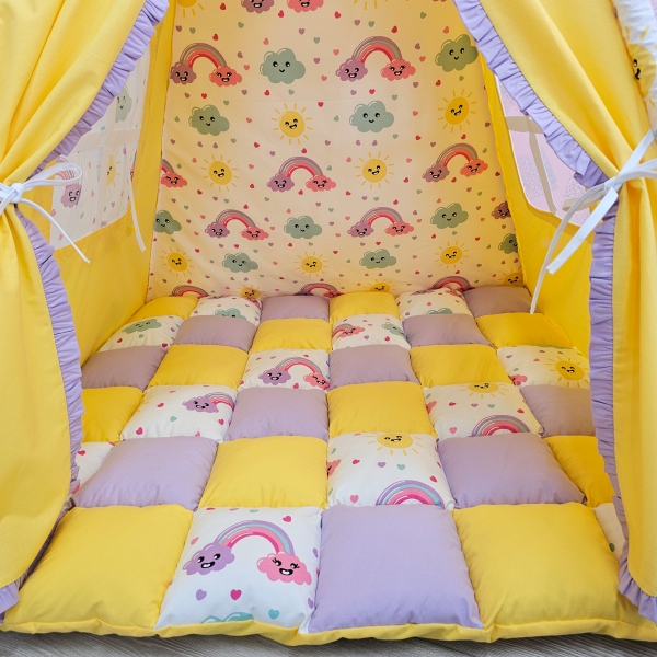Cort de joaca Teepee, curcubeu cu galben