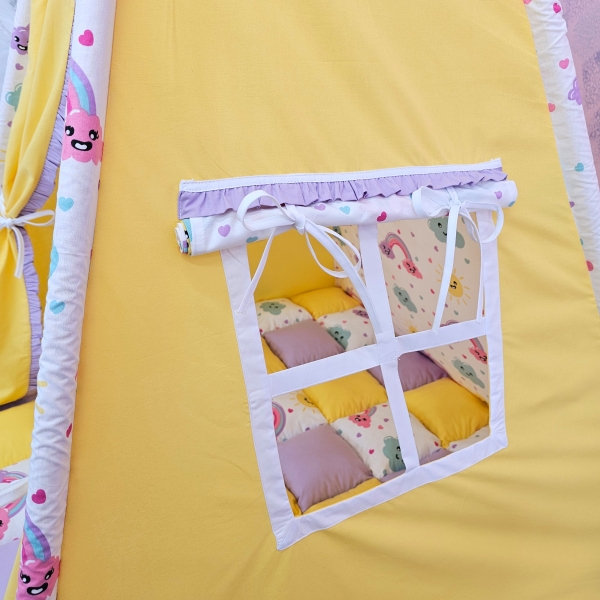 Cort de joaca Teepee, curcubeu cu galben