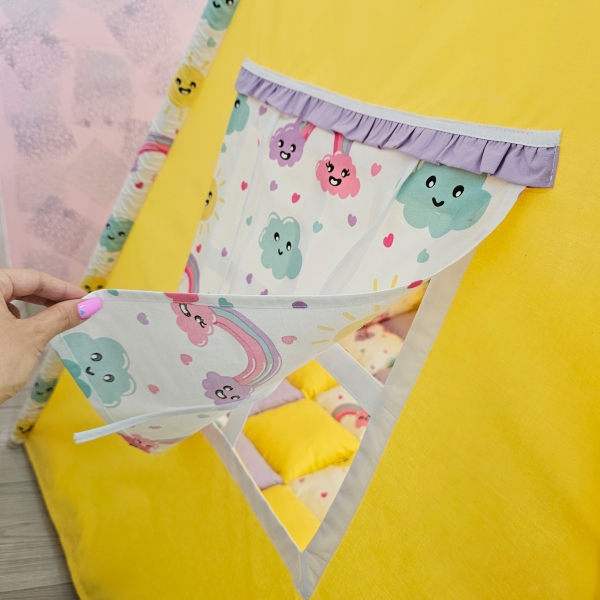Cort de joaca Teepee, curcubeu cu galben