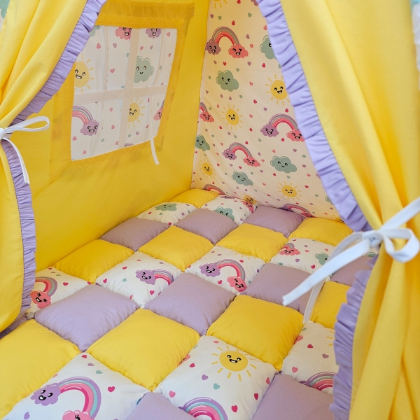 Cort de joaca Teepee, curcubeu cu galben