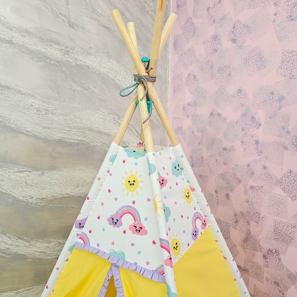 Cort de joaca Teepee, curcubeu cu galben