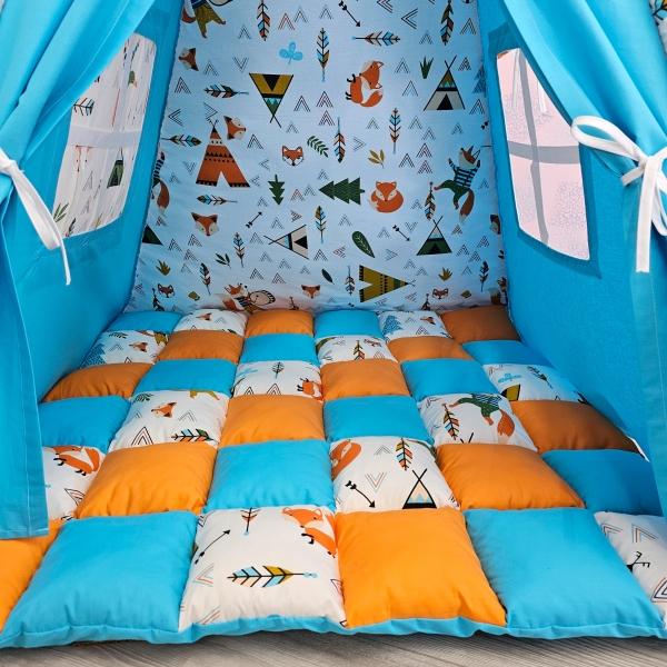 Cort de joaca Teepee, vulpita cu albastru