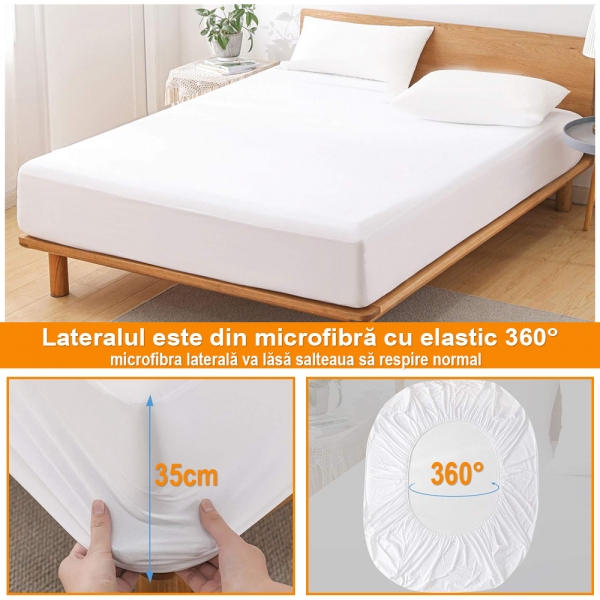Husa protectie pat saltea impermeabila Pernador, matlasata, elastic pe toata suprafata, 190x190x35 cm