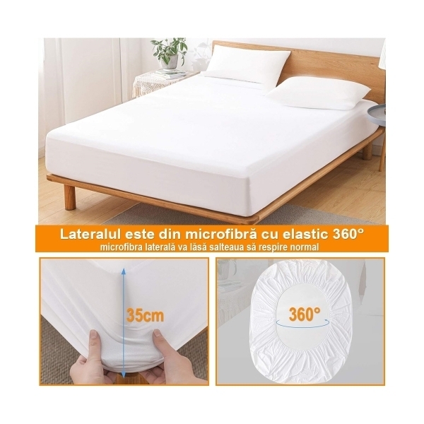 Husa protectie pat saltea impermeabila Pernador, matlasata, elastic pe toata suprafata, 120x190x35 cm