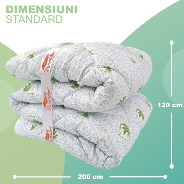 Pilota de iarnă Pernador Aloe Vera, microfibră moale, umplutură 400 g/m², matlasată, călduroasa, lavabilă, 120cm x 200cm