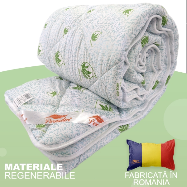 Pilota de iarnă Pernador Aloe Vera, microfibră moale, umplutură 400 g/m², matlasată, călduroasa, lavabilă, 150cm x 200cm